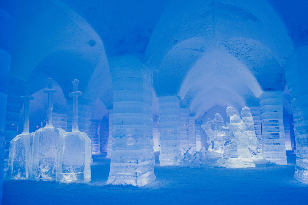 Every year there are new ice sculptures in the ice hotel