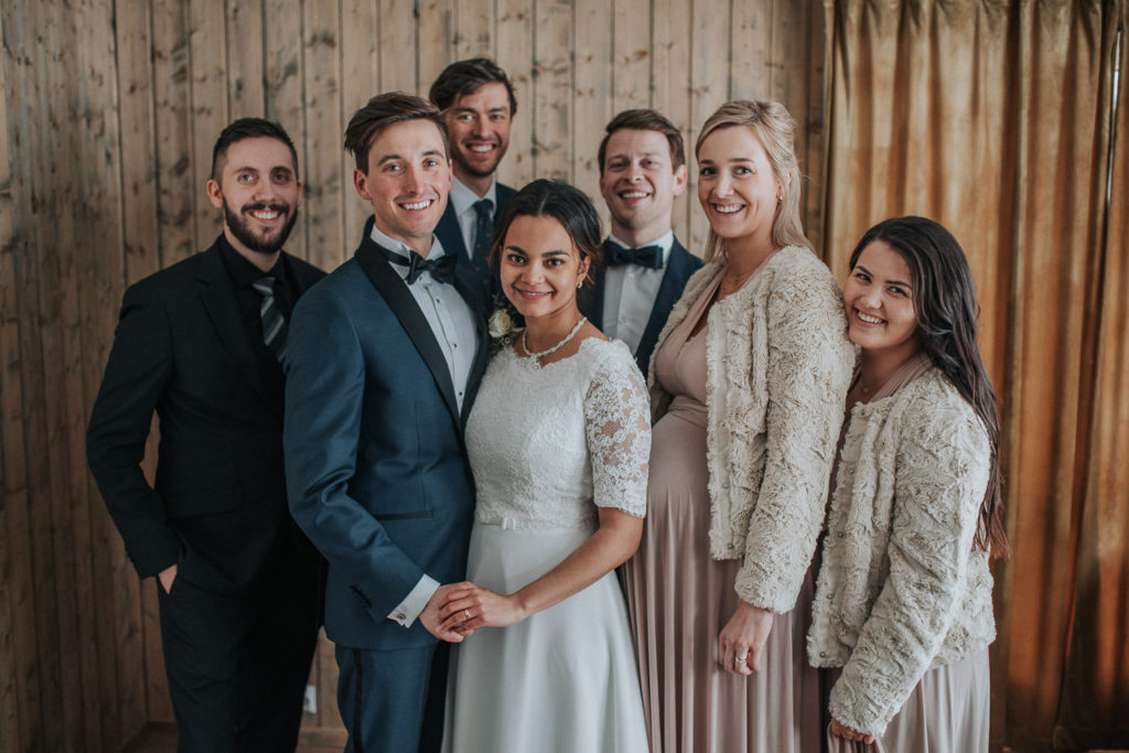 Candid portraits with bridesmaids and groomsmen