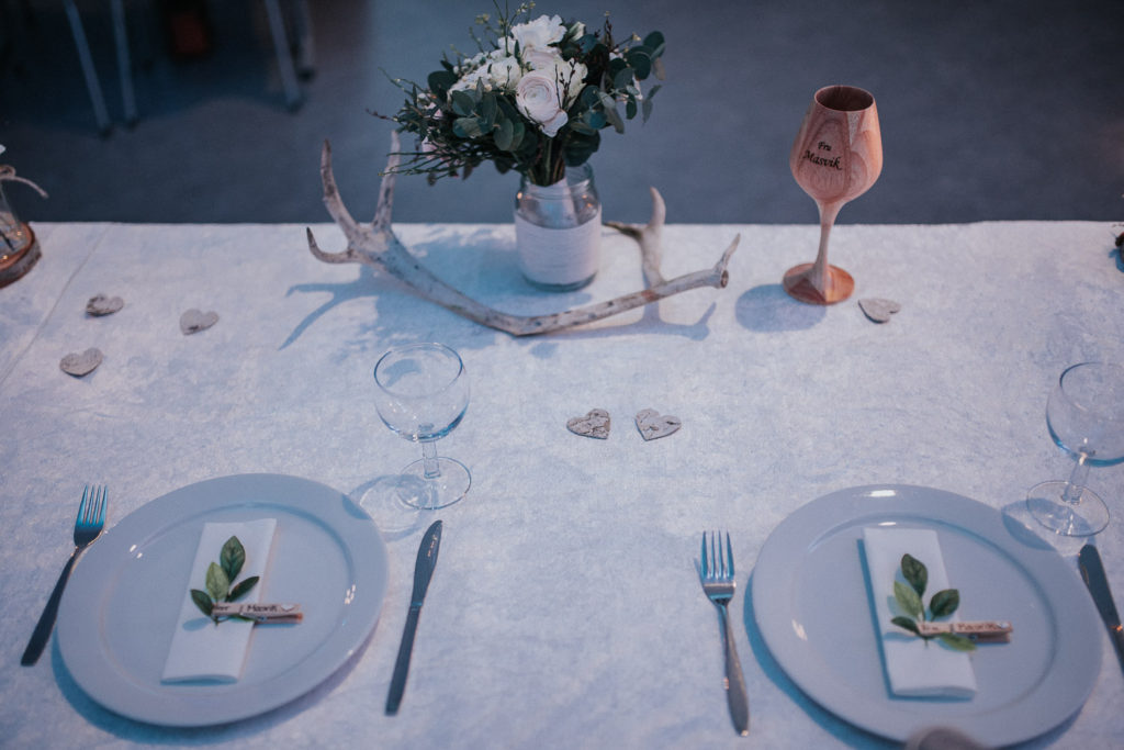 Wedding tables with rustic decorations