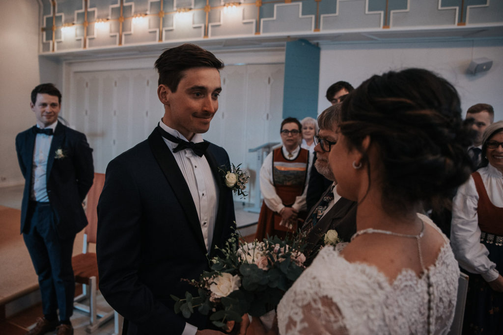 Groom sees his bride for the first moment