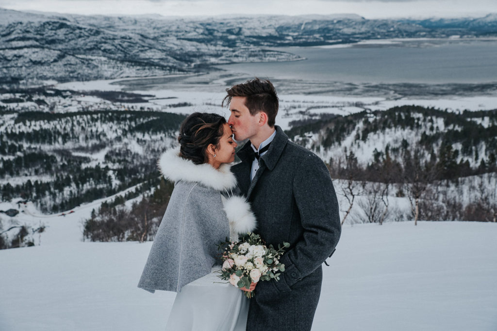 Stunning view from mountain top for a bridal portraits