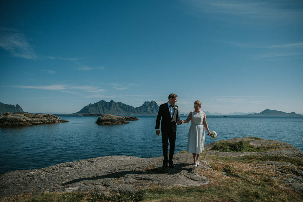 Amazing elopement location at Svinøya in Lofoten Norway 