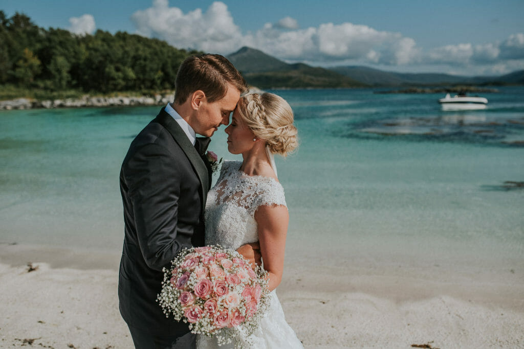 Senja Norway wedding photographer captured stunning bride and groom on an island near Senja, Troms