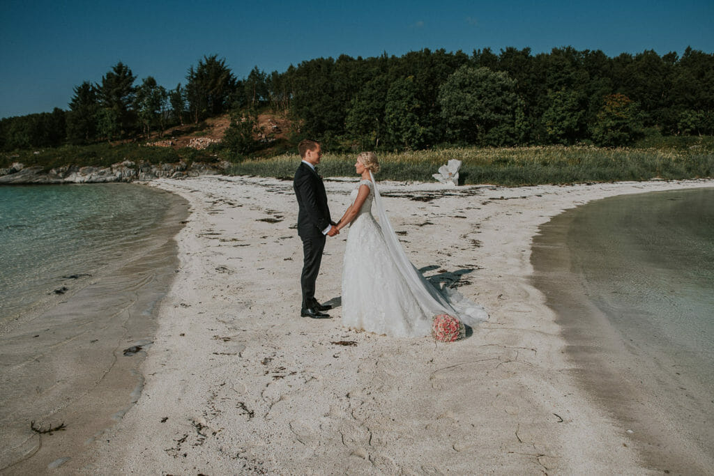 Wonderful beach near Senja Norway is an amazing backdrop for a wedding or elopement photography