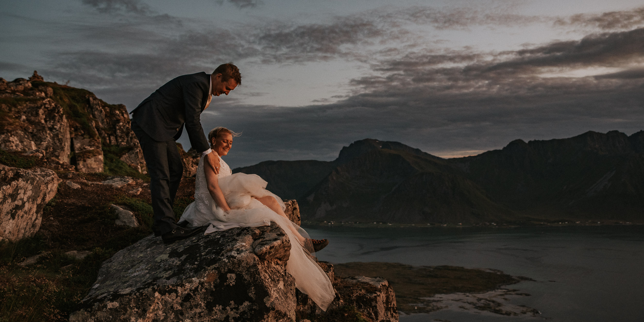 Stunning mountain elopement in Lofoten islands Norway