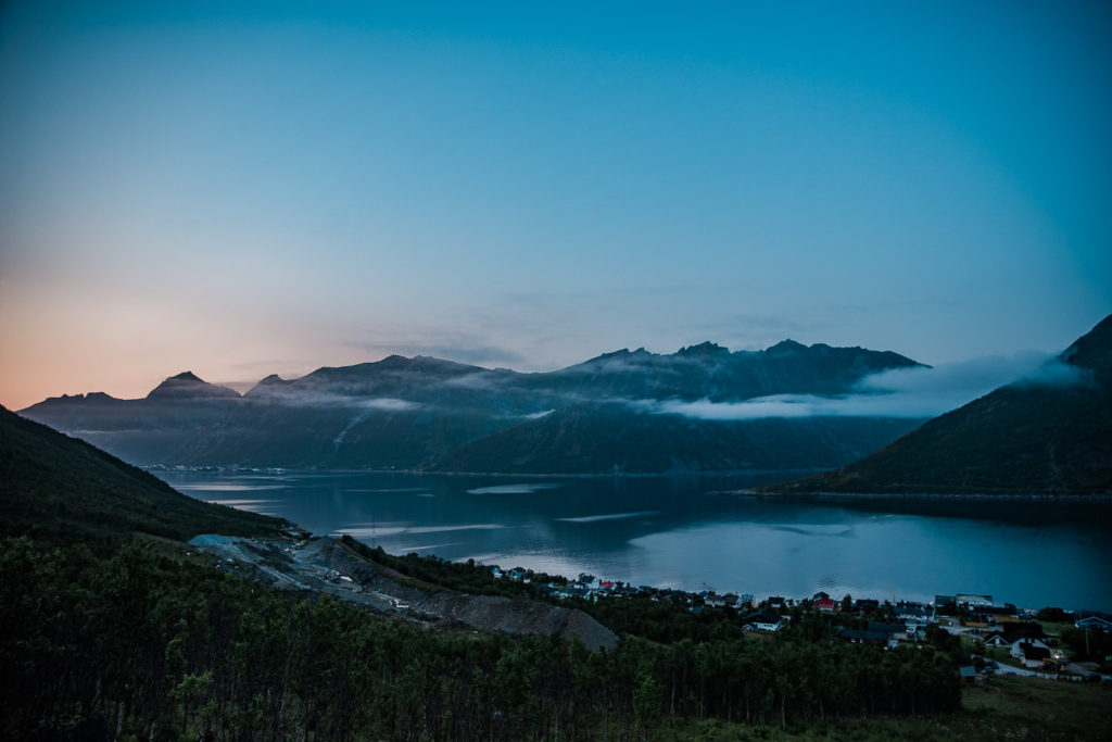 Beautiful foggy landscape at Senja Norway, Troms og Finnmark