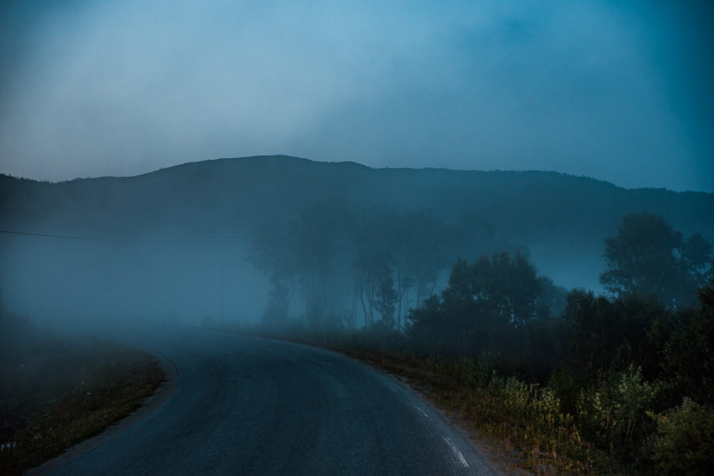 Beautiful foggy landscape at Senja Norway
