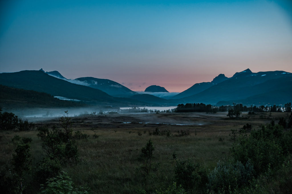 Beautiful foggy landscape at Senja Norway