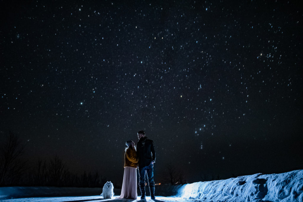 Beautiful couple just eloped under the stars in Northern Norway 