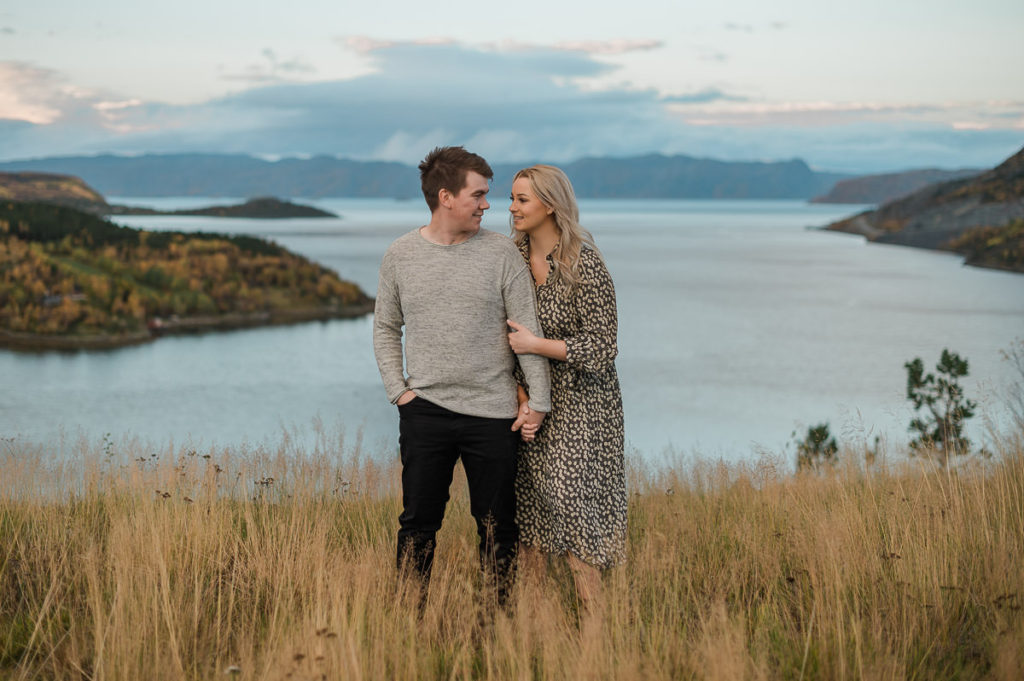 Bride and groom to be taking their engagement photos in Alta Norway