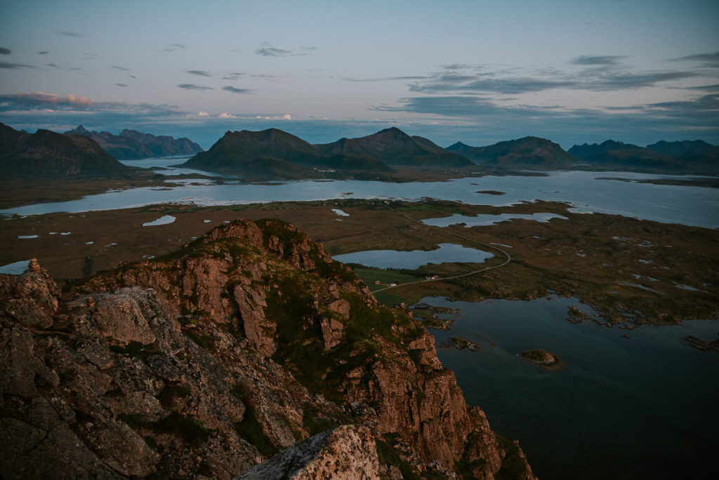 Stunning view from a mountain top in Lofoten 