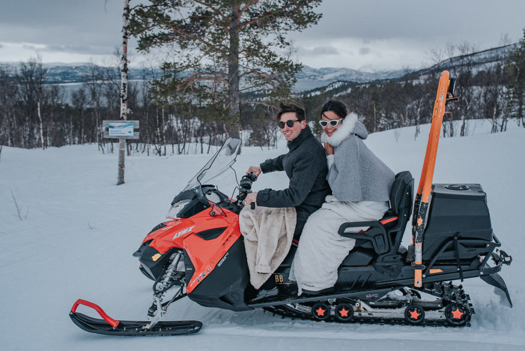Snowmobile winter elopement in Alta Norway  - Troms og Finnmark county