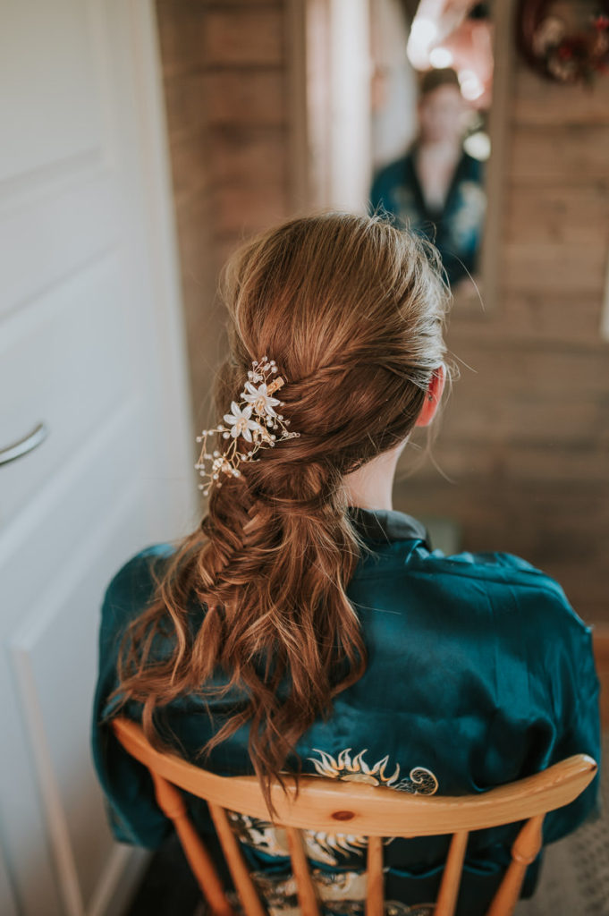 Bridal hair with a braid and hair comb
