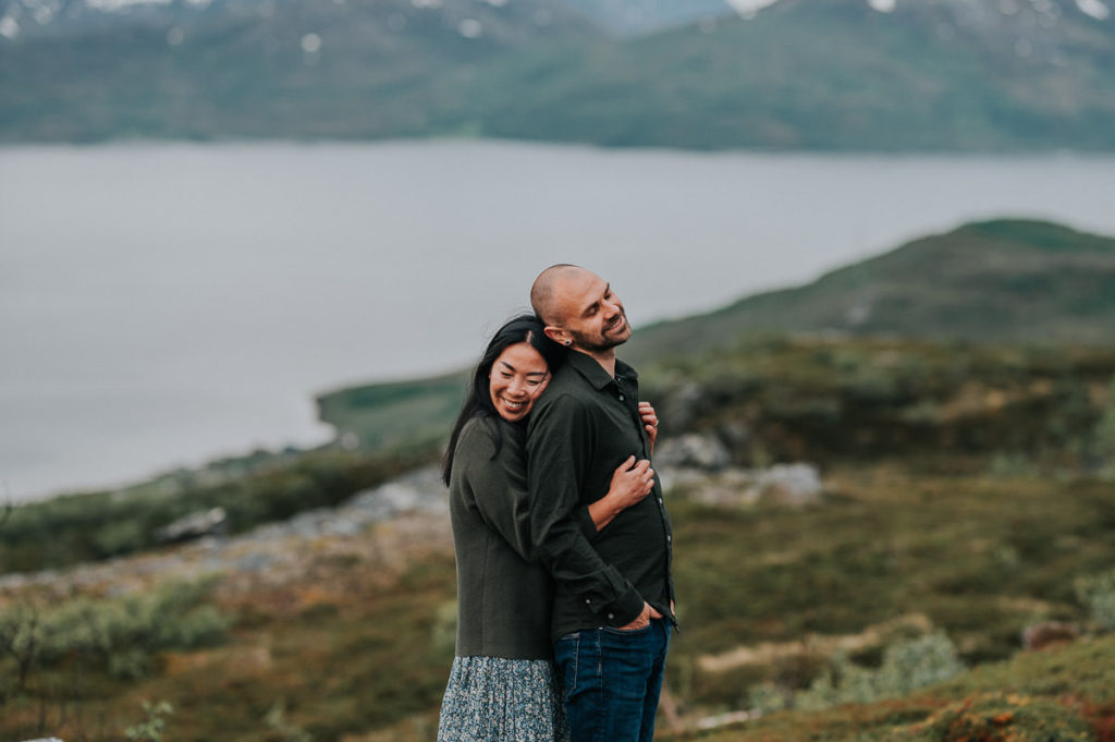 Couple portrait session in the mountains of Tromsø in Norway