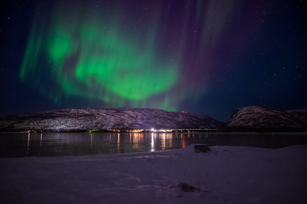Beautiful northern lights dancing above Alta Norway 