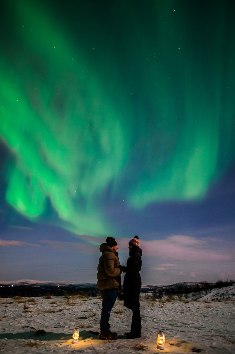 A couple just got engaged under the northern lights in Alta Norway