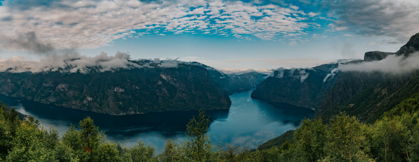 Panoramic view of the Aurlandsfjord in Aurland Norway - captured by photographer TS Foto Design