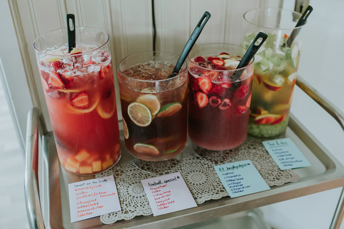 Bryllups coctails med frukt og bær