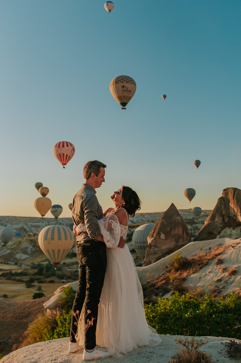Cappadocia hot air balloon wedding - portrait of the bride and groom