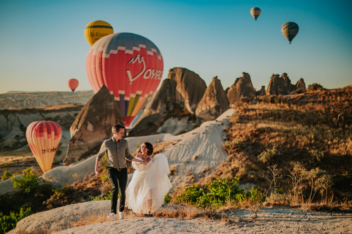 Cappadocia hot air balloon wedding - portrait of the bride and groom