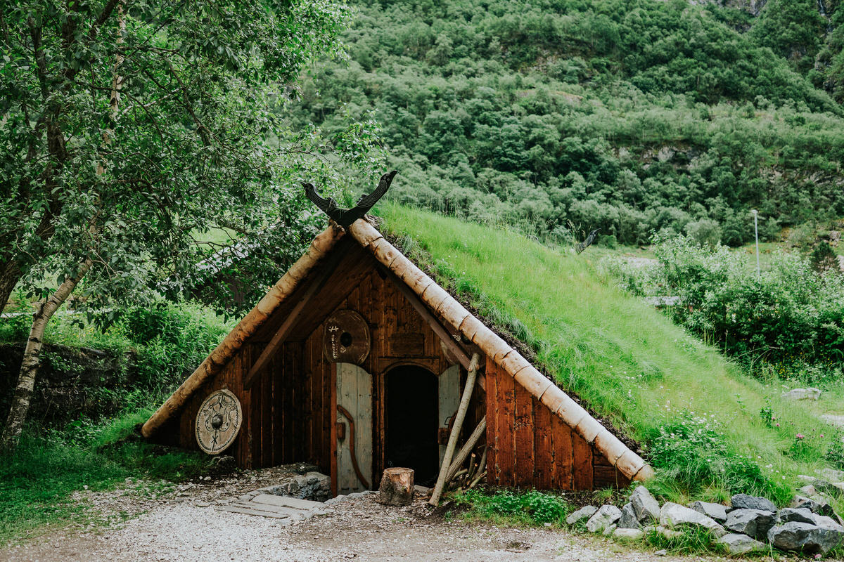 Spectacular view of Gudvangen viking village in Western Norway
