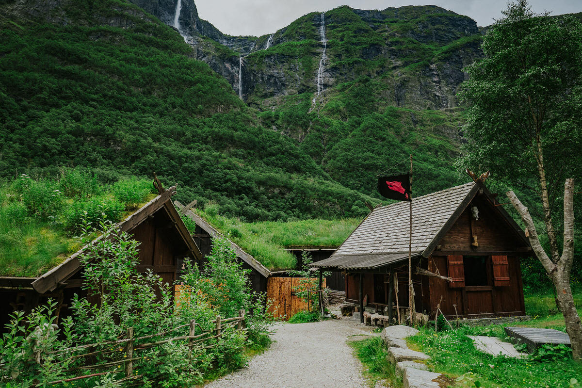 Spectacular view of Gudvangen viking village in Western Norway
